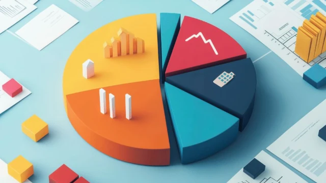 Gráfico circular con distintas opciones de inversión, mostrando diversificación de portafolio