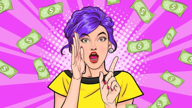 Mujer sosteniendo dinero representando decisiones financieras y comparativa entre Dinámico Dólares y OptiMaxx Plus de Allianz como alternativa de inversión a largo plazo