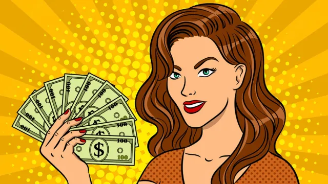 mujer rodeada de dinero representando inversión flexible con OptiMaxx Elite de Allianz